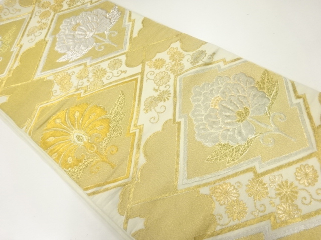 JAPANESE KIMONO / ANTIQUE FUKURO OBI / SILK / WOVEN FLOWER